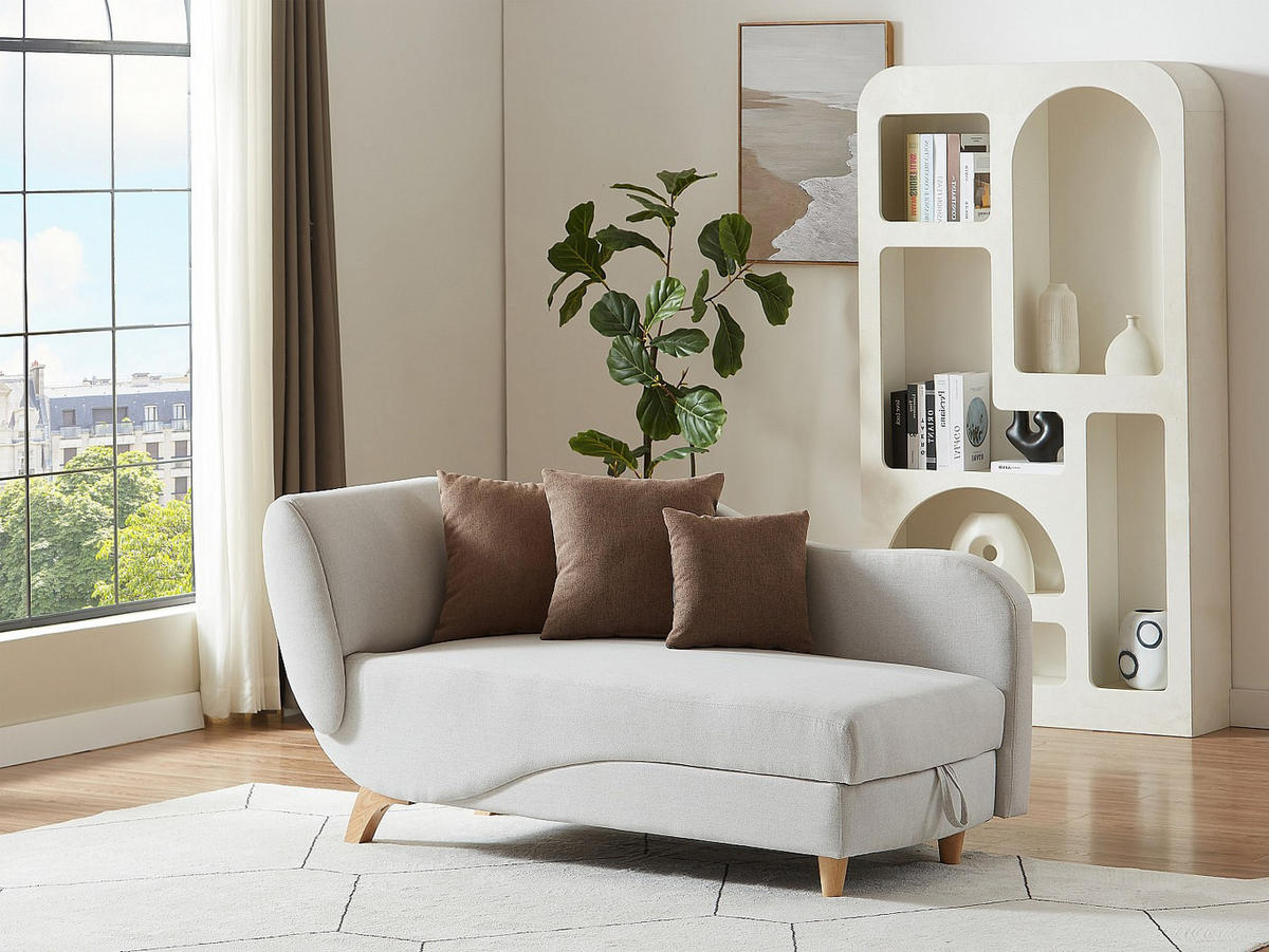 RECAMIERE mit Schlaffunktion - 1 -Sitzer - Polyester - beige - PENELOPE - Beige, Textil (160/81/80cm) - Vente-Unique