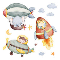 WANDAUFKLEBER 100x151cm - Flucht der Tiere - Multicolor, Kunststoff (100/151/0.1cm) - Wallfluent