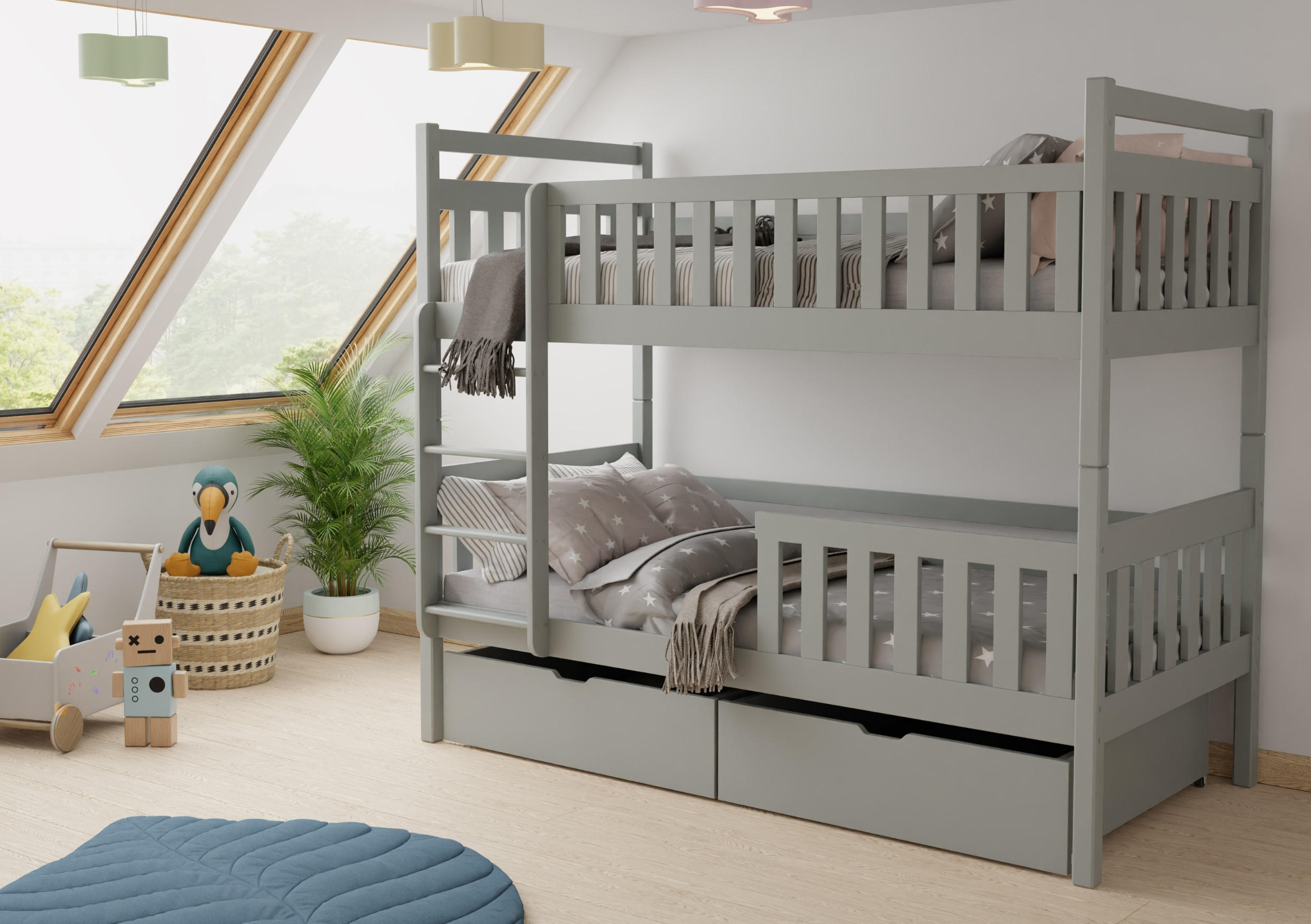 ETAGENBETT MICO Aschgrau 90/200 - Grau, Holz - Deine Möbel 24