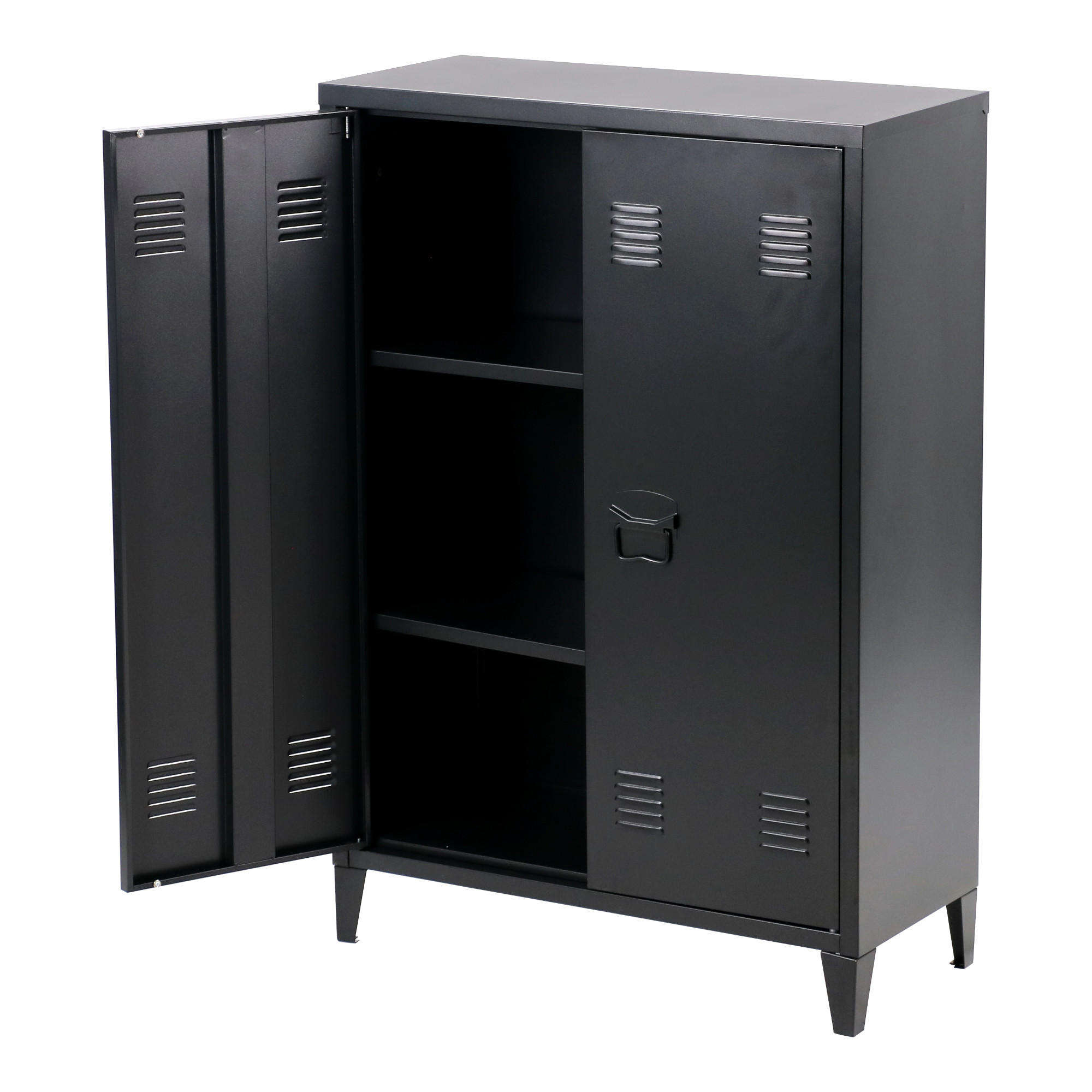 METALLSCHRANK Oripää - Schwarz, Metall (75/110/33cm) - [en.casa]