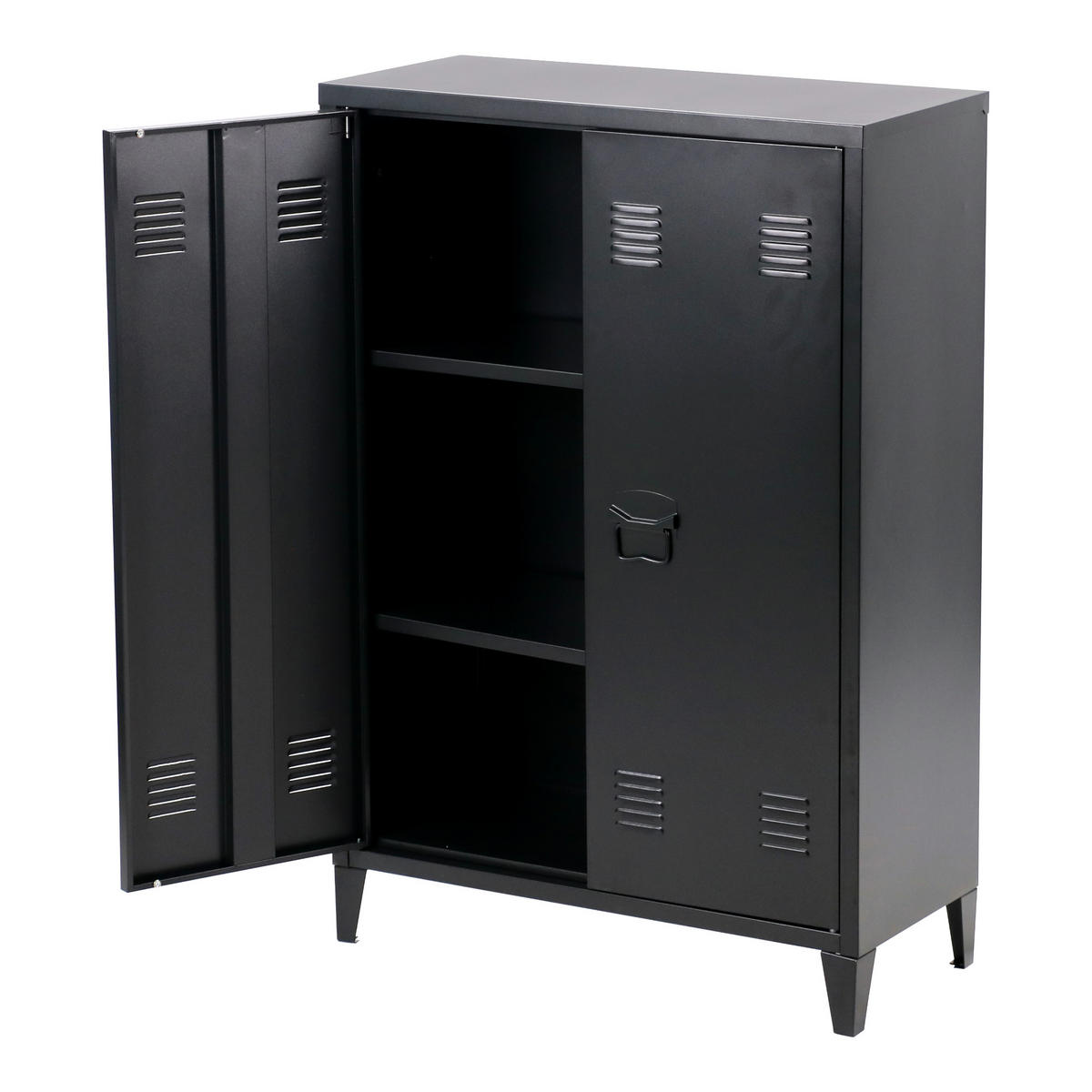METALLSCHRANK Oripää - Schwarz, Metall (75/110/33cm) - [en.casa]