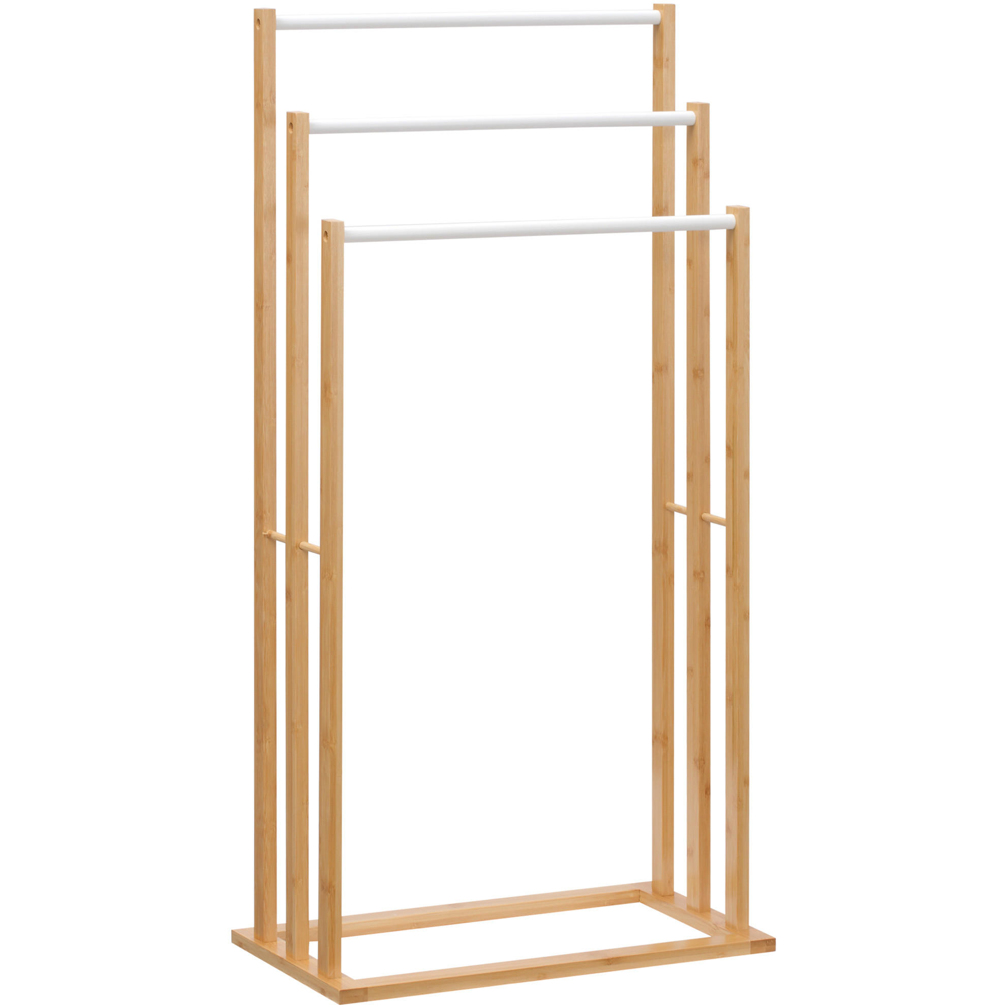 HANDTUCHSTÄNDER 48x25.8x94 cm Natur aus Bambus mit 3 Ebenen & freistehend - Naturfarben, Naturmaterialen (25.8/94/48cm) - Modfu