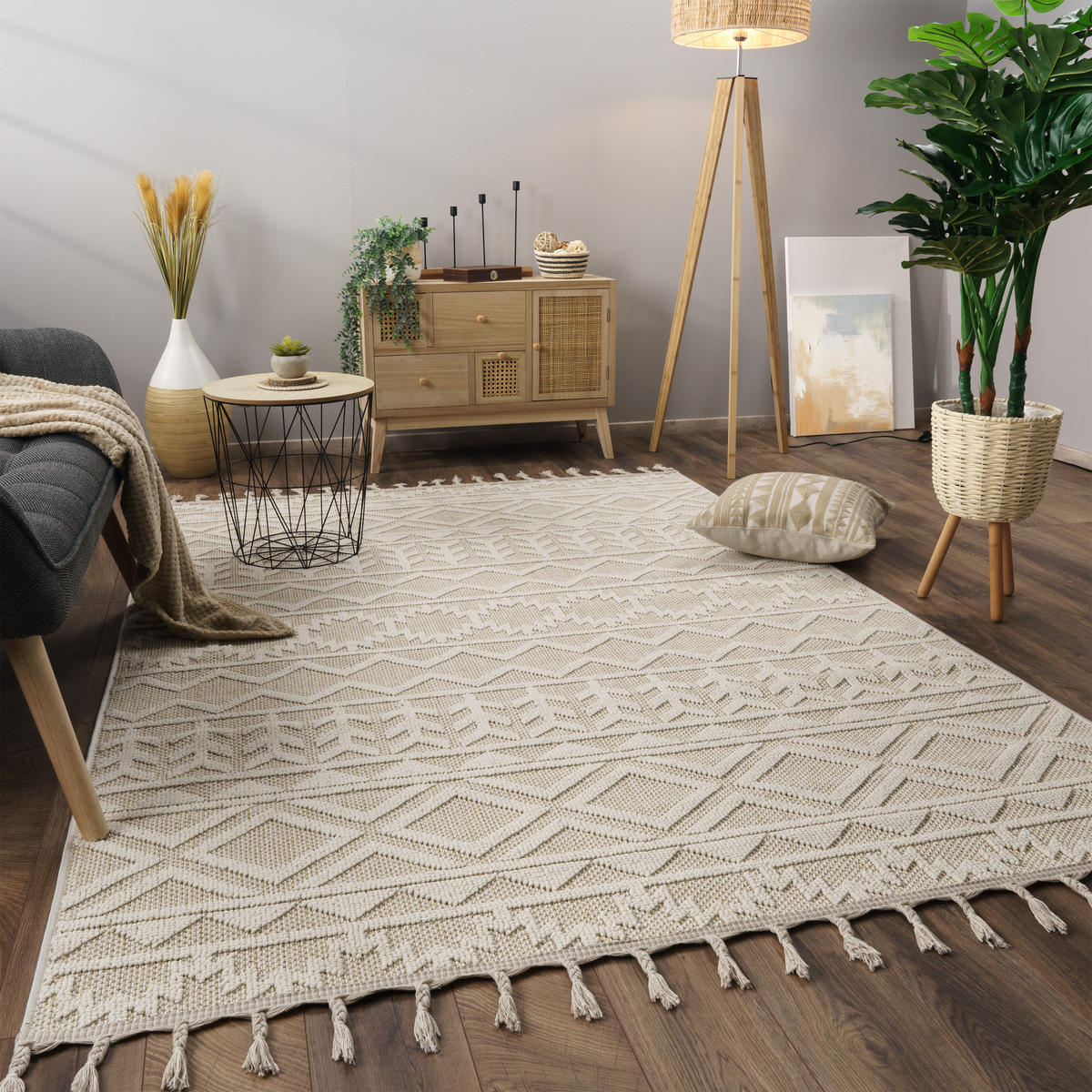 KURZFLORTEPPICH 120/160 cm München 532 - Creme, Textil (120/160cm) - Paco Home