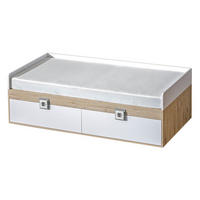 BETT Nico 14 Eiche hell / Weiß-Farbapplikation Grau 94 / 204 / 64cm - Braun/Grau, Holz/Holzwerkstoff (90/200cm) - Feldmann-Wohnen