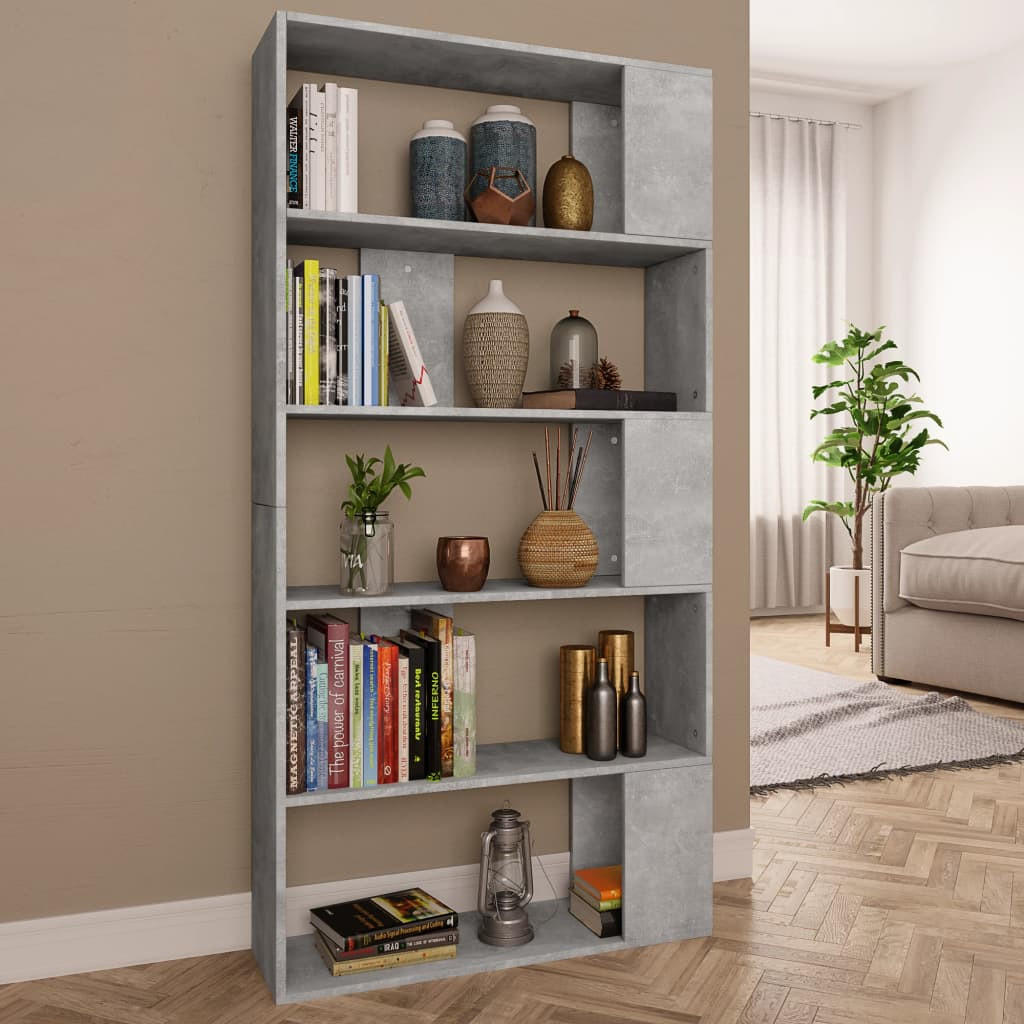 BÜCHERREGALMIT 5 Ebenen 80/24/159 cm aus Holzwerkstoff Betongrau - Grau, Holz (80/159/24cm) - vidaXL