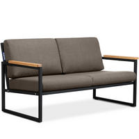 GARTENSOFA TRIBO 2-Personen ,Schwarz/Beige - Beige/Schwarz, Holz/Textil (130/65/60cm) - KONSIMO®