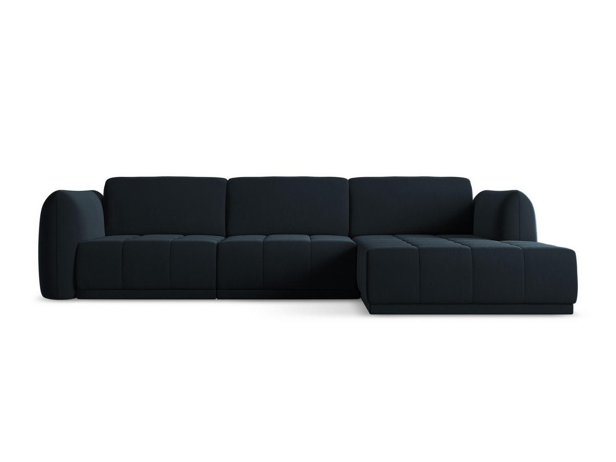 ECKSOFA Rechts Samt Stoff Blau - Blau/Schwarz, Kunststoff/Textil (290/170cm) - Makamii
