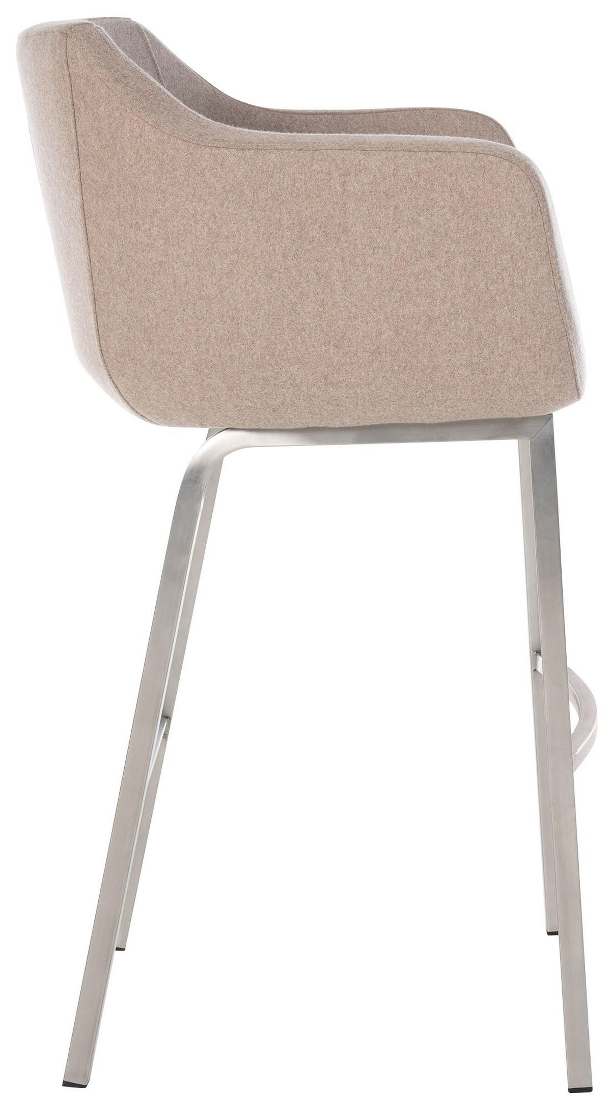 BARHOCKER Filz taupe - Taupe/Edelstahlfarben, Textil/Metall (58/108/56cm) - CLP