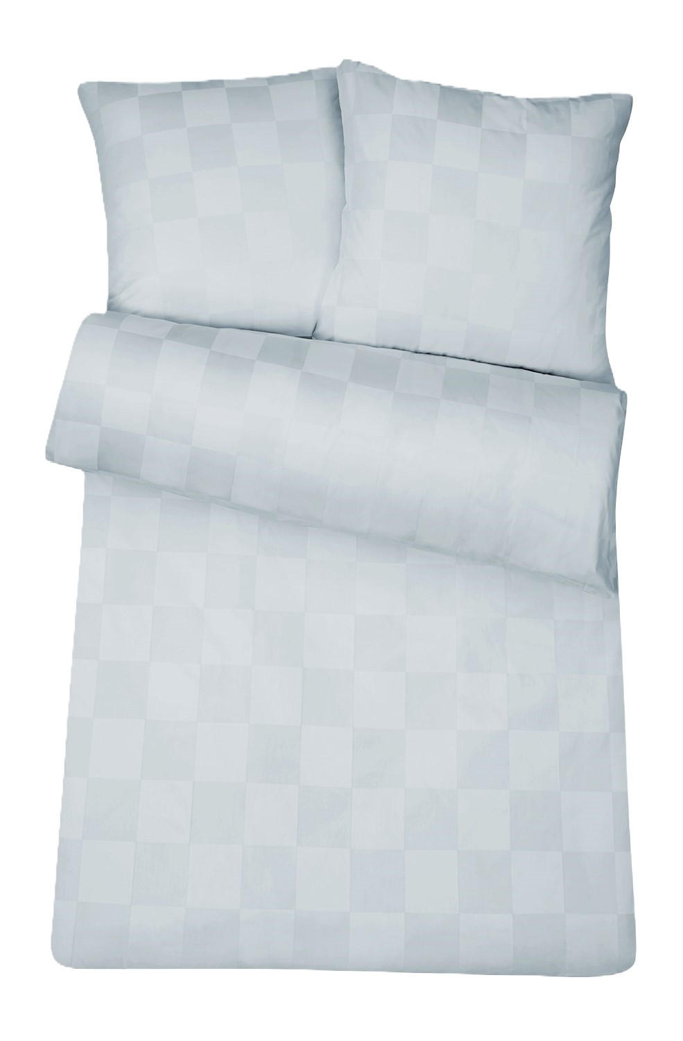 BETTWÄSCHE Damast 135x200 Silber Grau kariert - Bettbezug aus 100% Baumwolle - Silberfarben, Textil (135/200cm) - Carpe Sonno