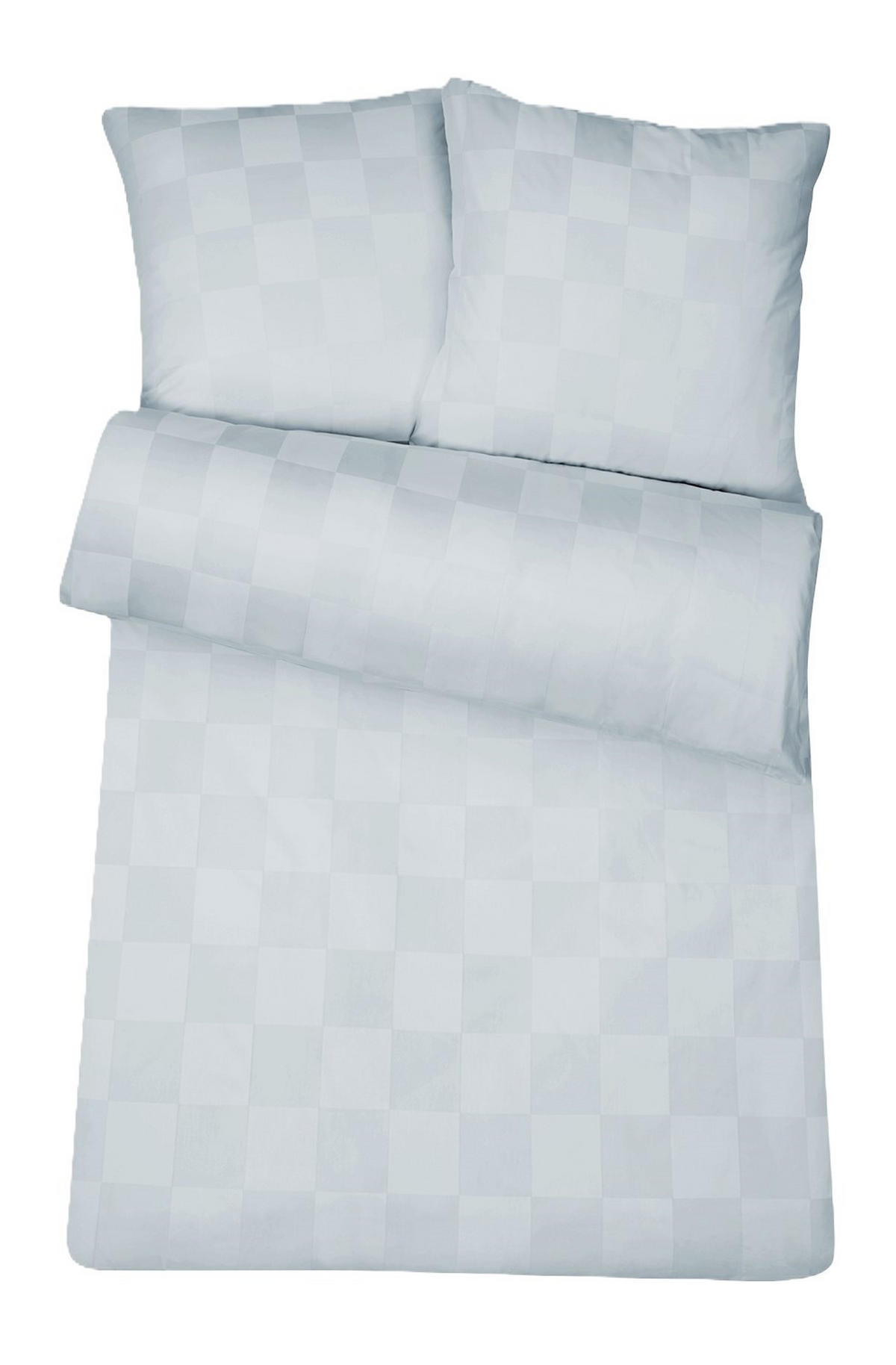 BETTWÄSCHE Damast 135x200 Silber Grau kariert - Bettbezug aus 100% Baumwolle - Silberfarben, Textil (135/200cm) - Carpe Sonno
