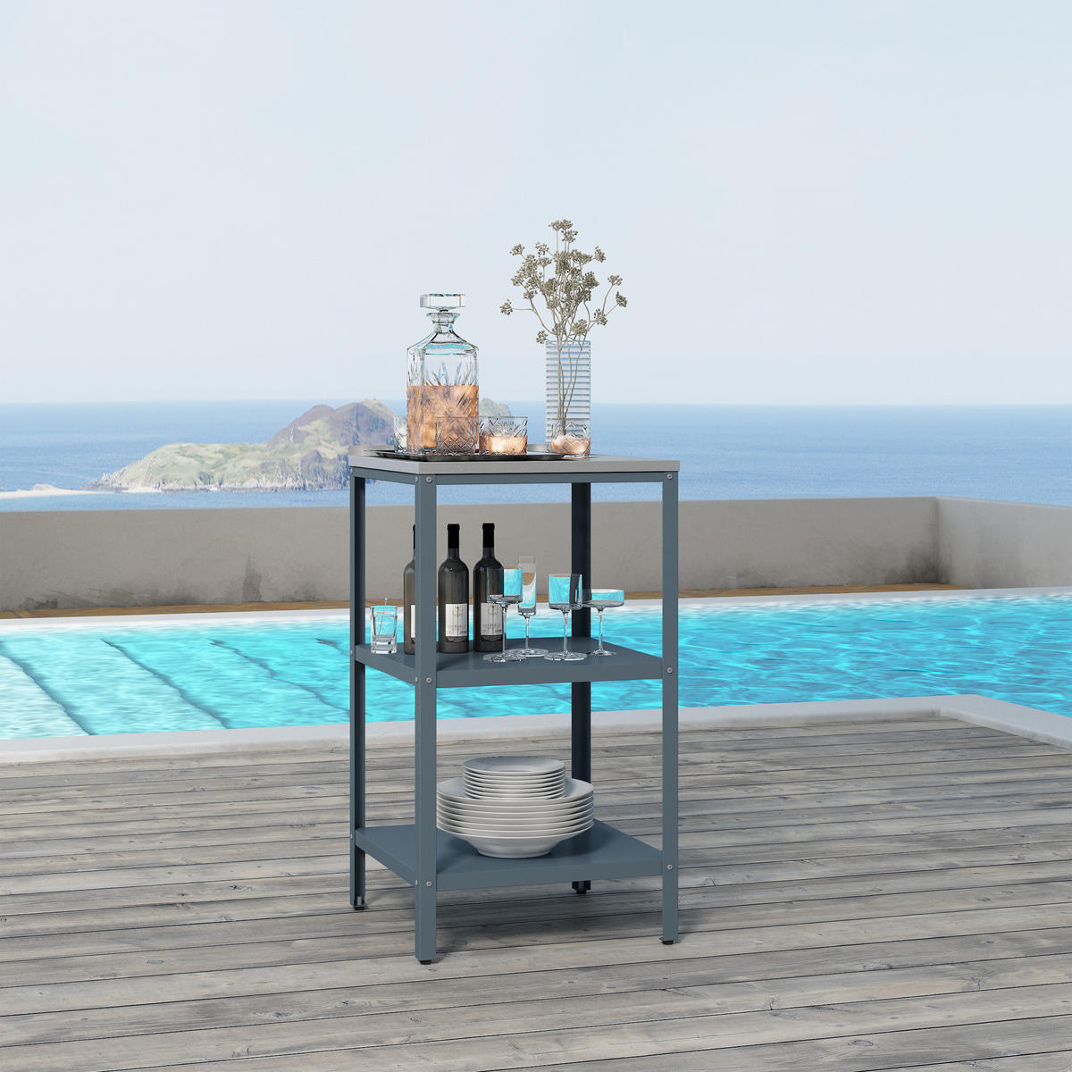 GARTENREGAL Bolognano - Dunkelgrau, Metall (50/92/50cm) - casa.pro