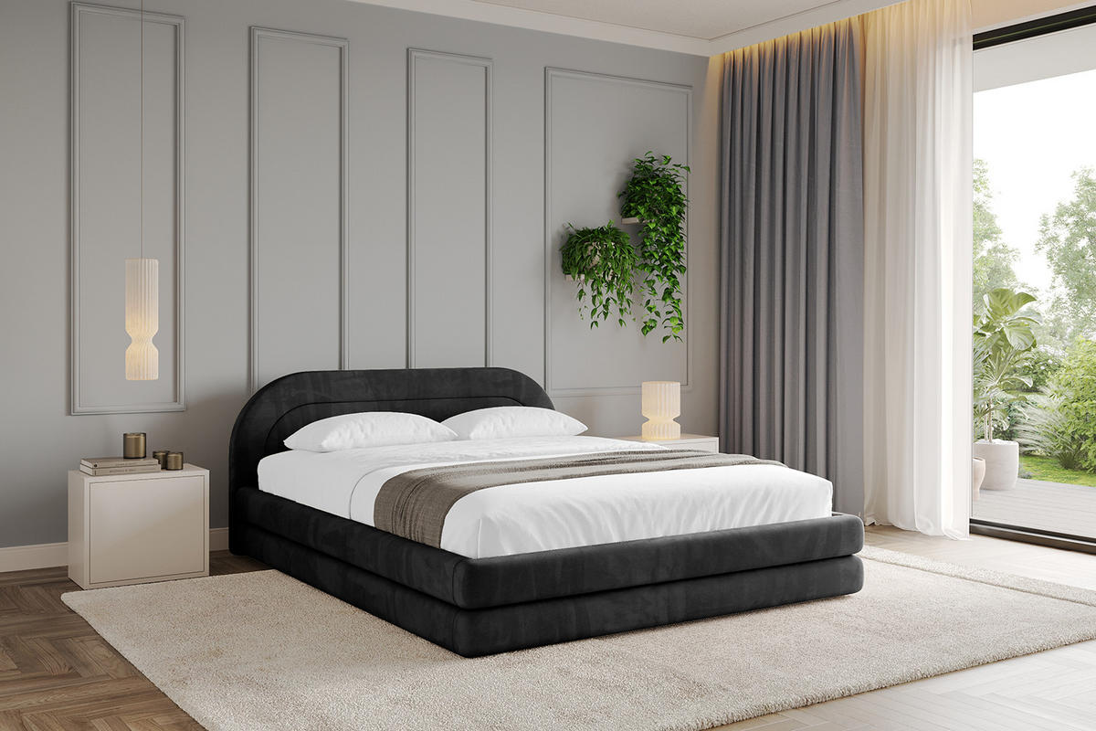 POLSTERBETT mit Bettkasten und Lattenrost, Bett mit Matratze H3/H4 - LERIS-v1 120x200 Schwarz - Schwarz, Holzwerkstoff/Textil (120/200cm) - ALTDECOR
