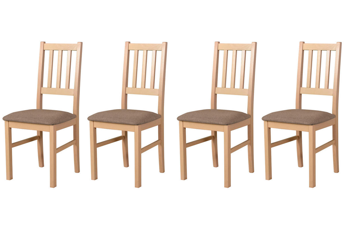 STUHL Bos 4 (4er Set) - Bronzefarben/Sonoma Eiche, Holz (43/94/40cm) - Leaf Design