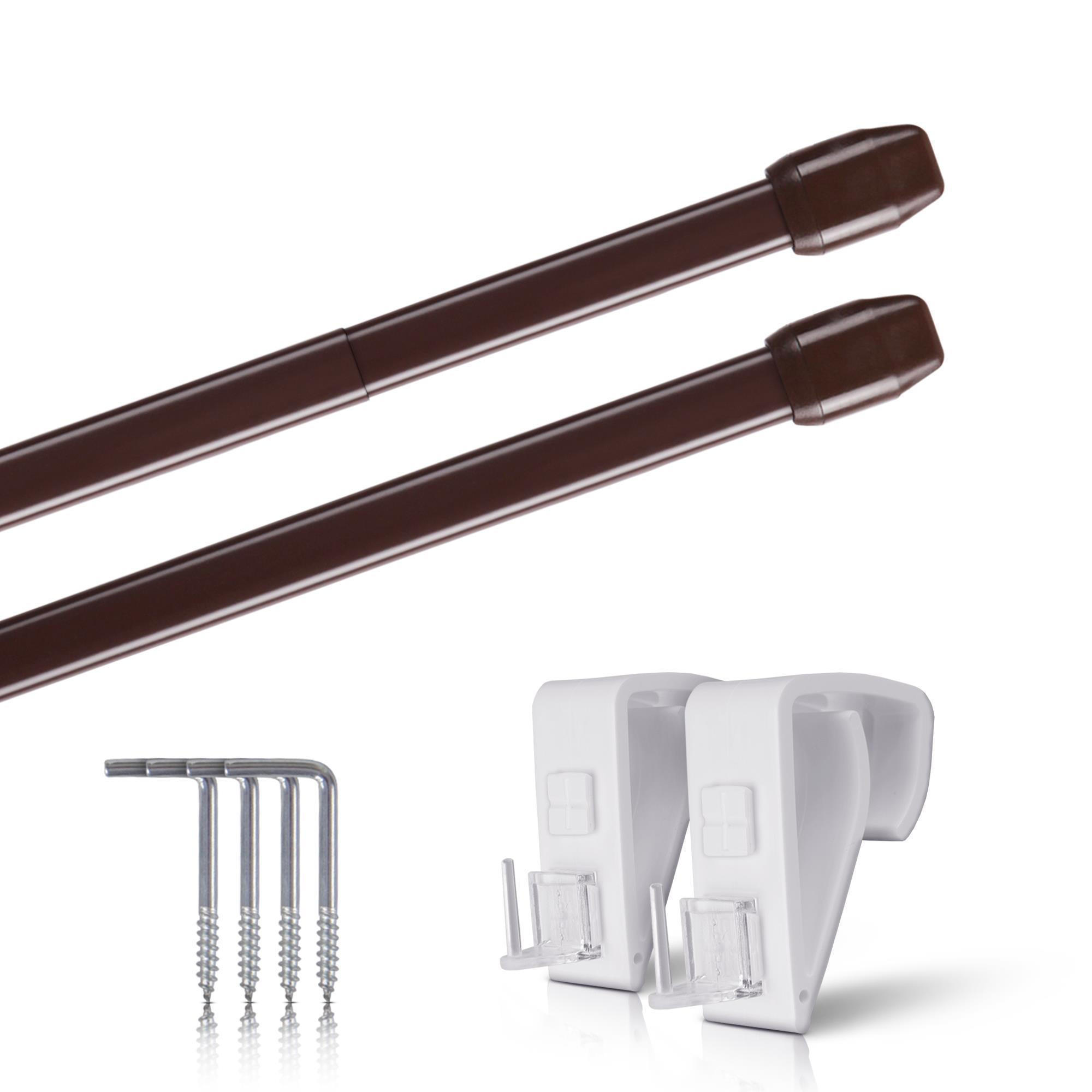 GARDINENSTANGE 2er-Pack Dunkelbraun 60-90 cm + 4 Klemmträger - Braun, Metall (1/60cm)