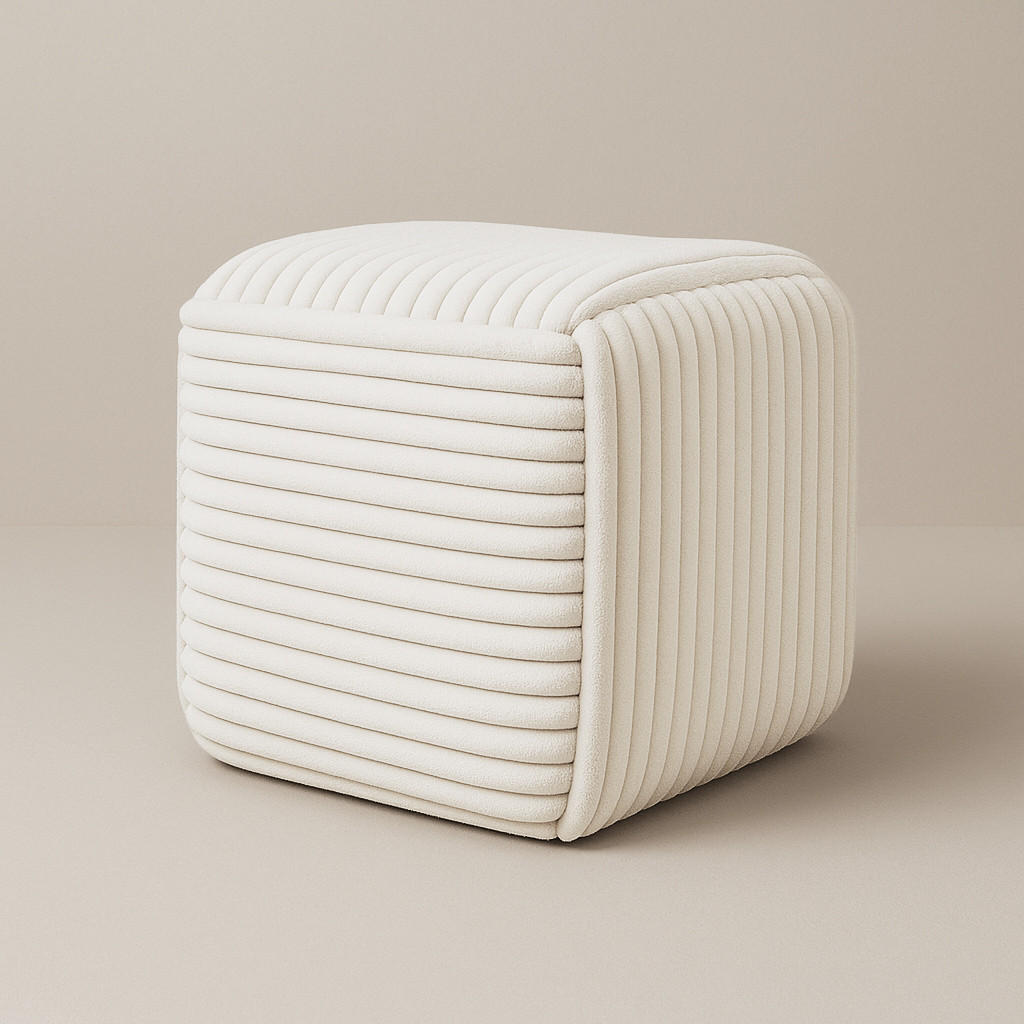POUF Wiki beige 43/43/38 cm Textil - Beige, Textil (43/38/43cm) - Mondex