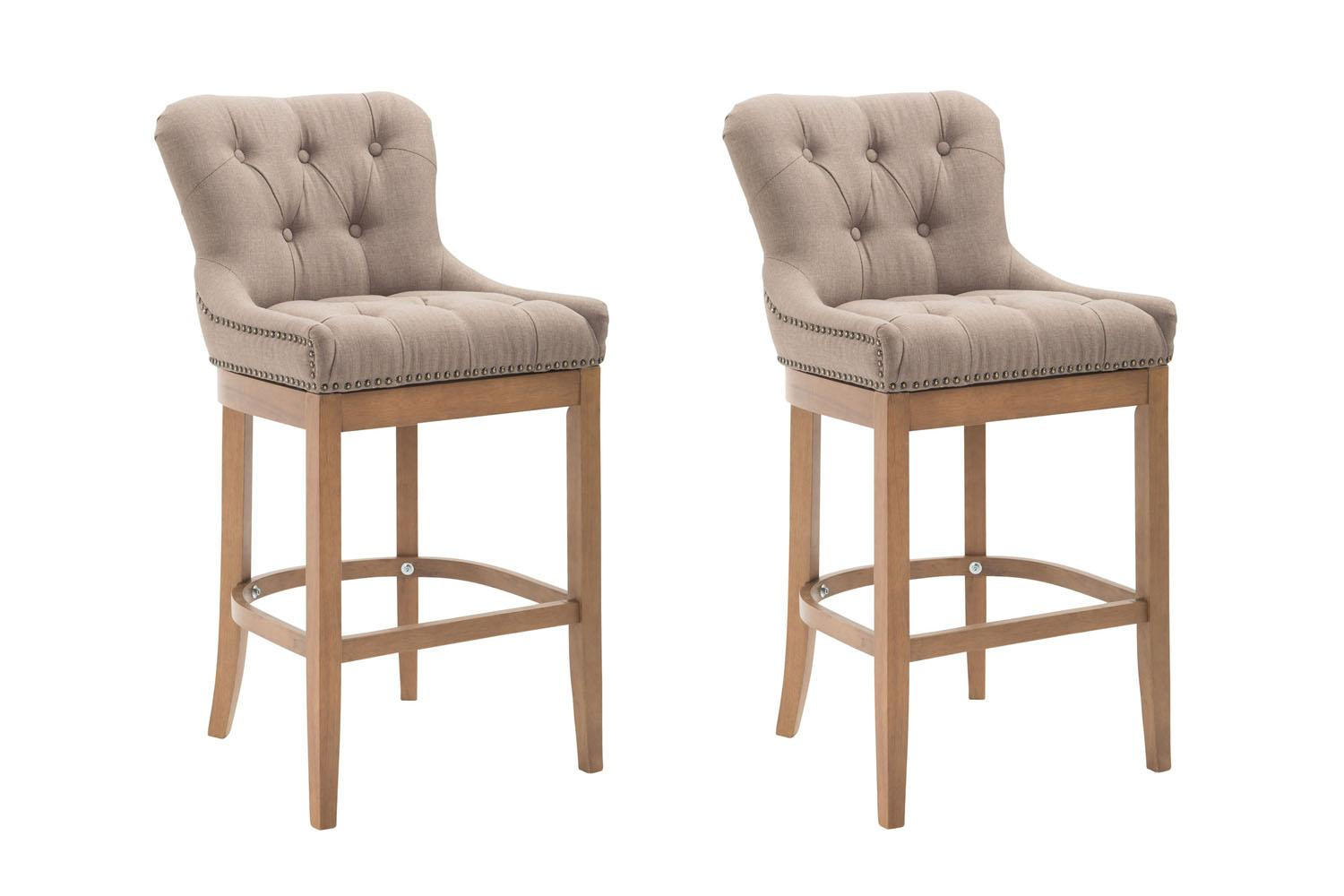 BARHOCKER 2er Set Stoff Taupe - Taupe/Naturfarben, Holz/Textil (55/109/57cm) - CLP