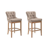 BARHOCKER 2er Set Stoff Taupe - Taupe/Naturfarben, Holz/Textil (55/109/57cm) - CLP