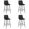 BARHOCKER 4er Set Schwarzer Samt, Gepolsterte Rückenlehne, Bequem Und Modernes Design Für Die Küche Oder Die Theke - Schwarz, Textil (46/104/33cm) - Best For Home