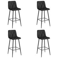BARHOCKER 4er Set Schwarzer Samt, Gepolsterte Rückenlehne, Bequem Und Modernes Design Für Die Küche Oder Die Theke - Schwarz, Textil (46/104/33cm) - Best For Home