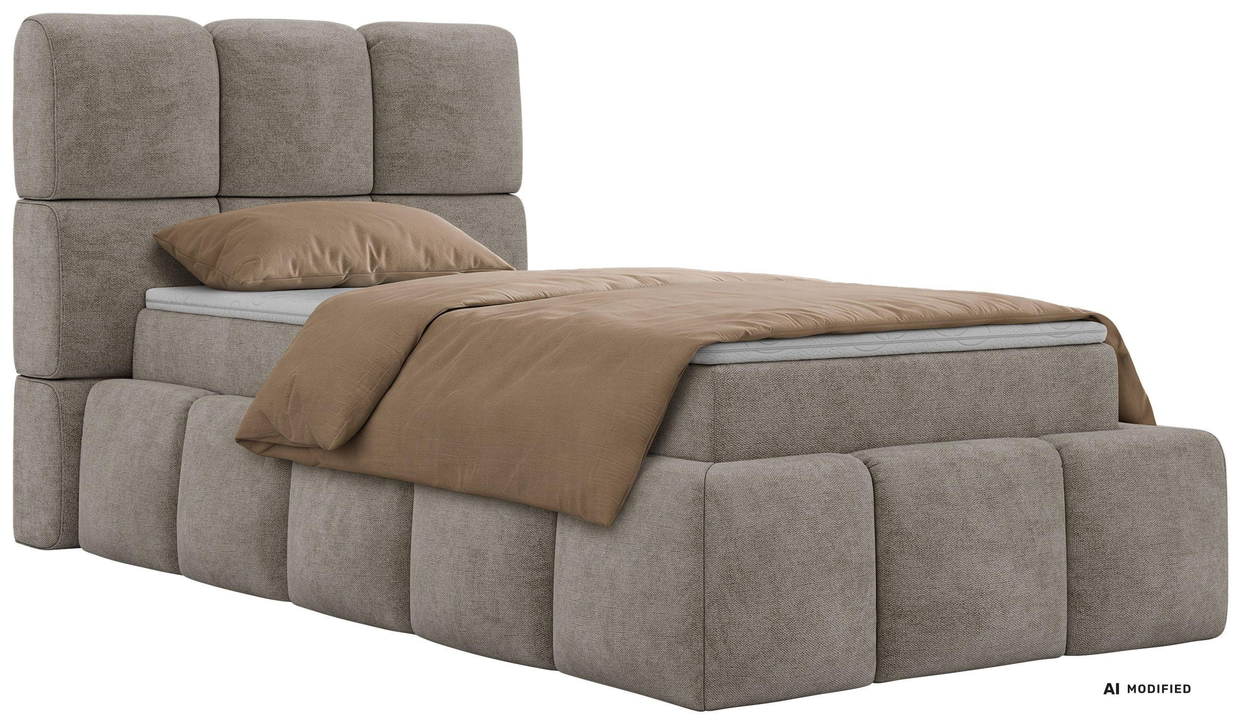 BOXBETT NIRA 90/200 - Greige Stukture - Topper Visco - H3 - Greige/Schwarz, Kunststoff/Textil (90/200cm) - MKS