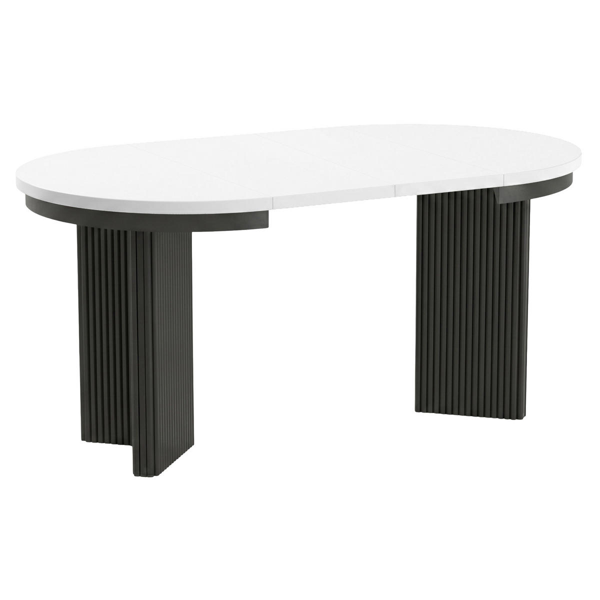 JÍDELNÍ STŮL Prestige, kulatý designový stůl, rozkládací Ø 100–180 cm, bílá + černá - bílá/černá, kov (100/100/77cm) - Beautysofa