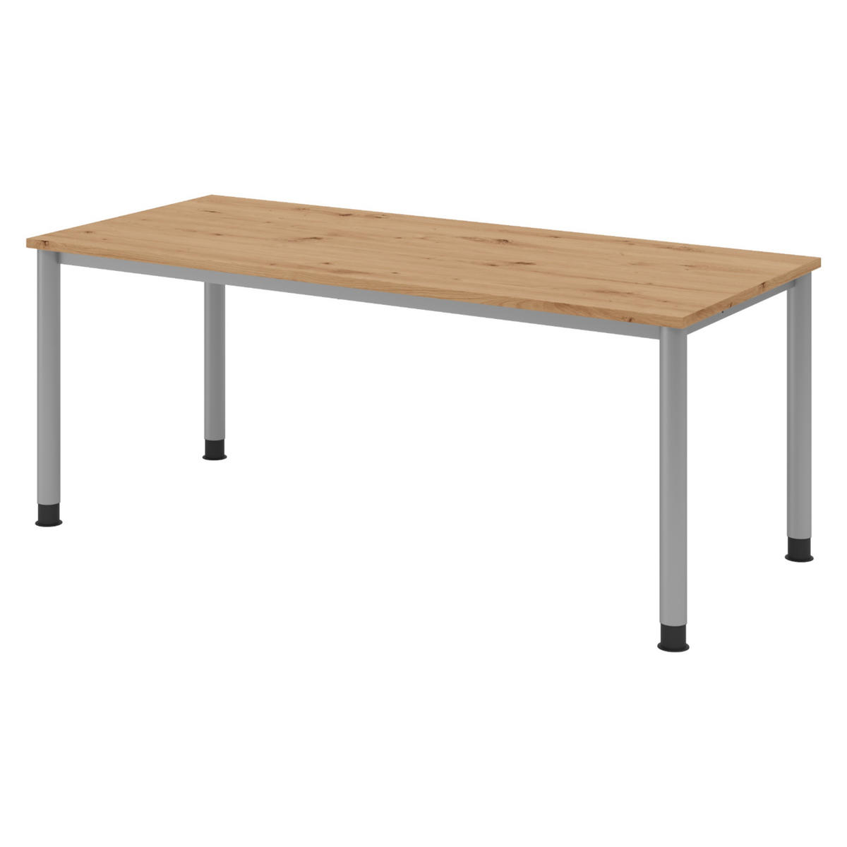 SCHREIBTISCH Serie-H Gestell: Silber 80/180/74 cm in Wildeiche - Wildeiche, Holzwerkstoff (80/180/74cm) - bümö