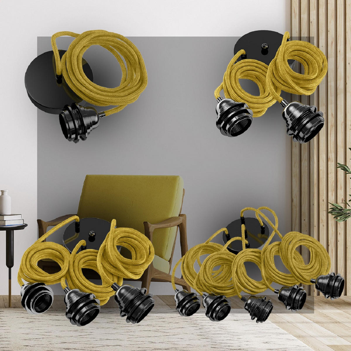PENDELLEUCHTE Hang 1 Flammig Retro - Grün, Naturmaterialien (250/1/250cm) - HOOPZI