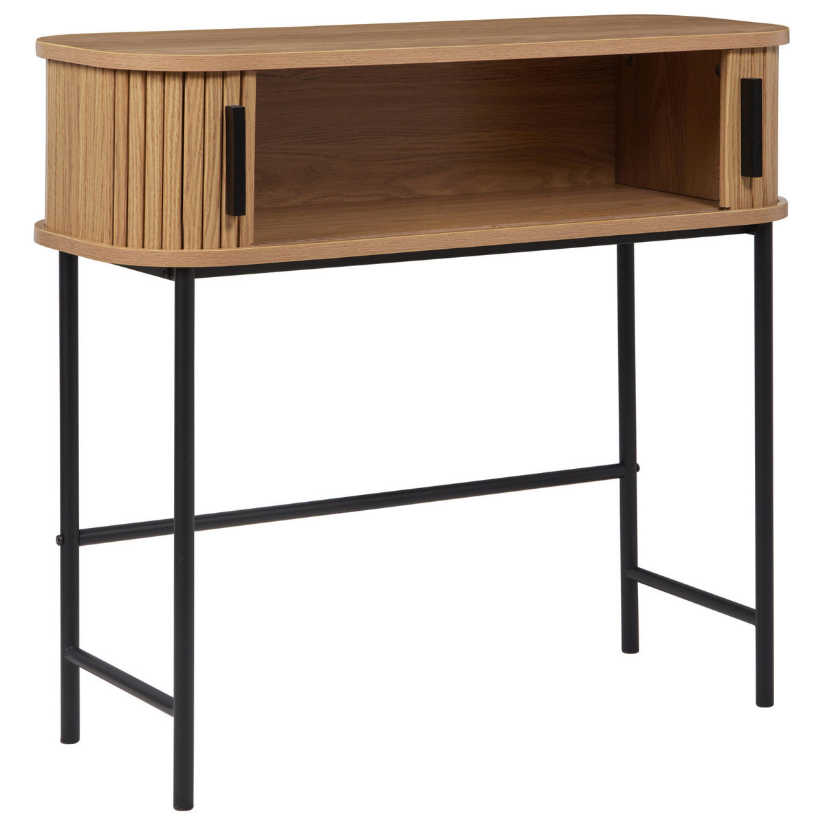 KONSOLENTISCH helles Holz/schwarz Bradley - Hellbraun/Schwarz, Holzwerkstoff (30/80/70cm) - Beliani