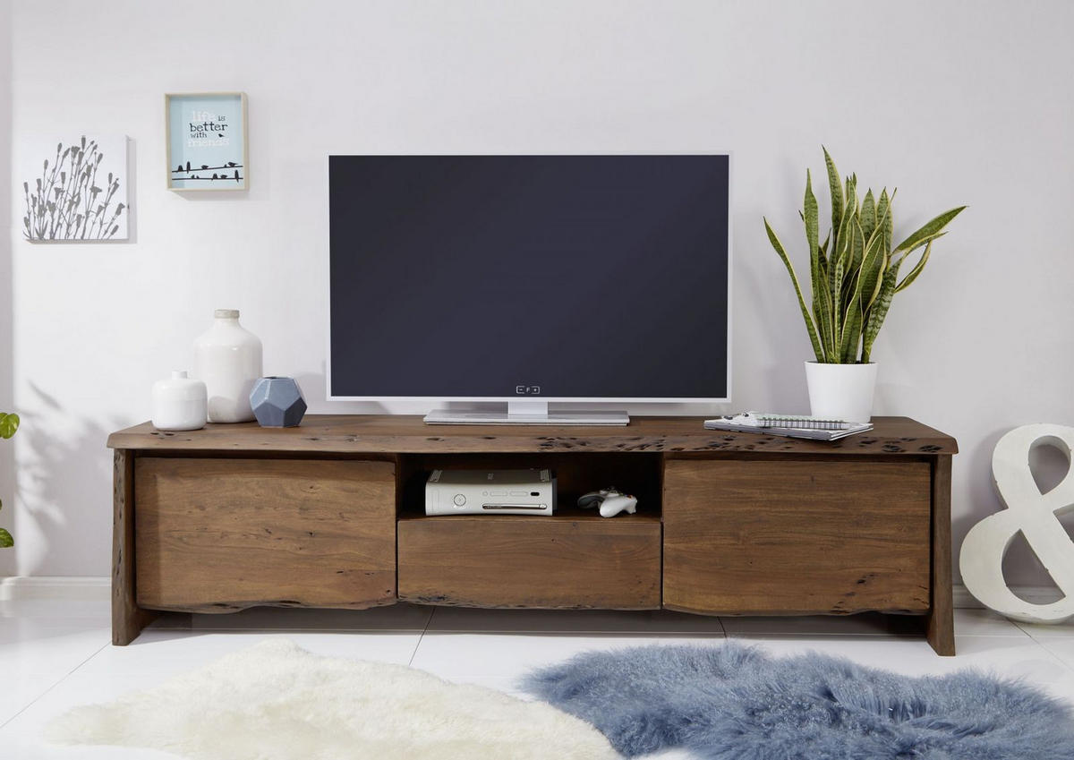 TV-BOARD Akazie 191x45x50 braun lackiert PURE ACACIA #802 - Braun, Holz (191/50/45cm) - Massivmoebel24