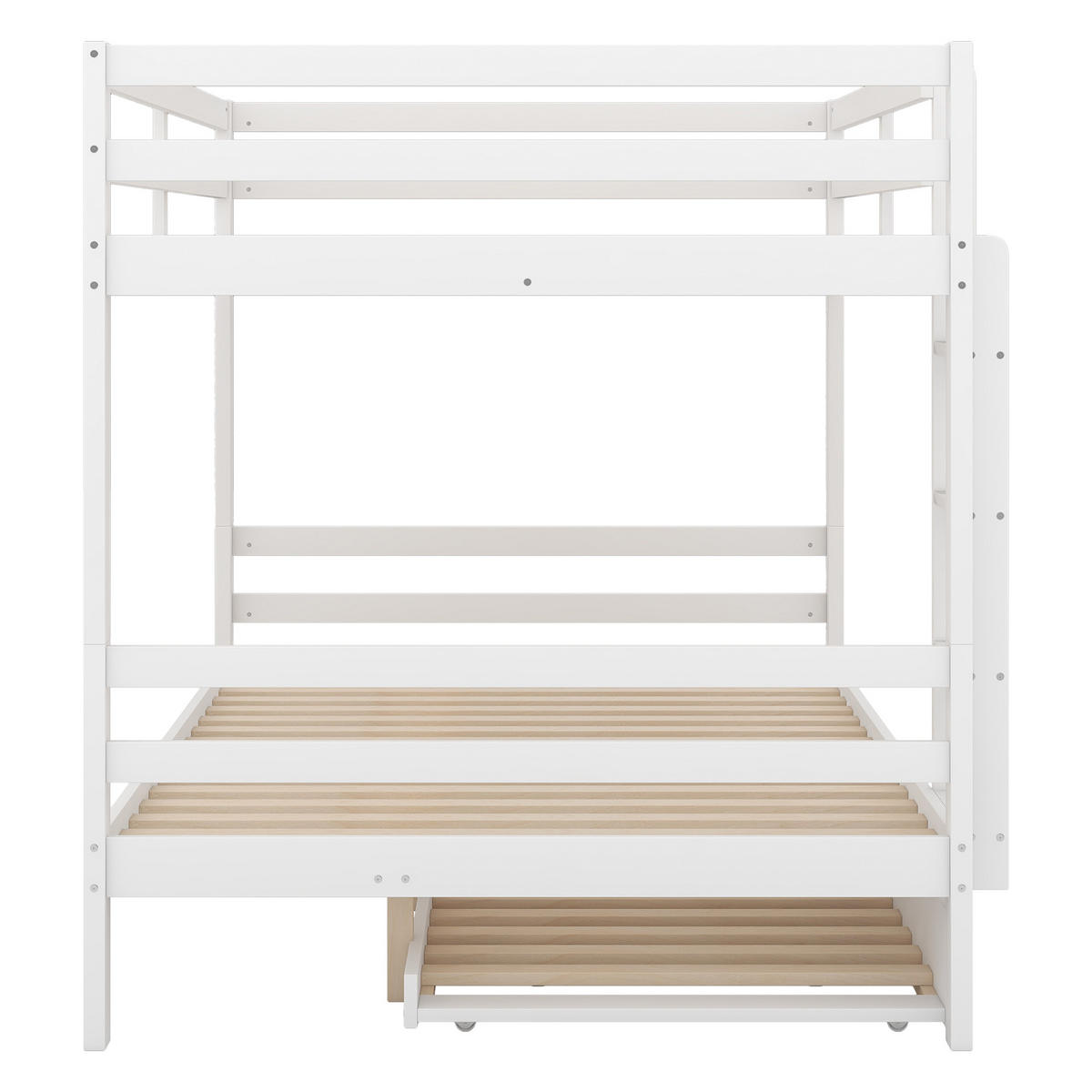 ETAGENBETT 140/200 cm Weiß mit Ausziehbett und stabiler Treppe - Weiß, Holz (140/200cm) - OKWISH