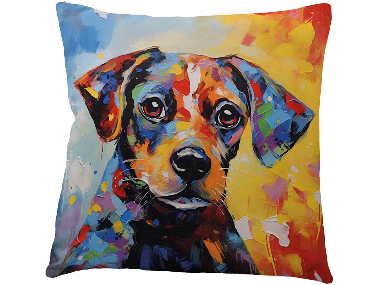 WENDE-KISSENHÜLLE POP-Acryl Bunter Hund 45/45 cm - Blau/Gelb, Textil (45/45cm) - beties Heimtextil