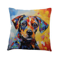 WENDE-KISSENHÜLLE POP-Acryl Bunter Hund 45/45 cm - Blau/Gelb, Textil (45/45cm) - beties Heimtextil