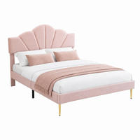 POLSTERBETT mit höhenverstellbarem Kopfteil 140x190 cm Velours Pink - Rosa, Holz (140/190cm) - Meubliv