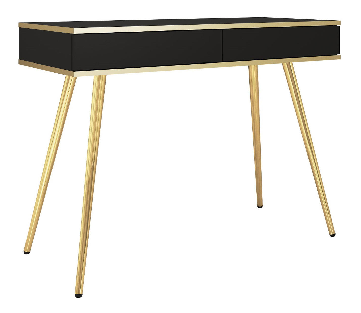 KONSOLENTISCH 100 cm Rodi mit Schublade, Schwarz + Gold - Goldfarben/Schwarz, Holz (102/80/50cm) - Emporius