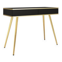 KONSOLENTISCH 100 cm Rodi mit Schublade, Schwarz + Gold - Goldfarben/Schwarz, Holz (102/80/50cm) - Emporius