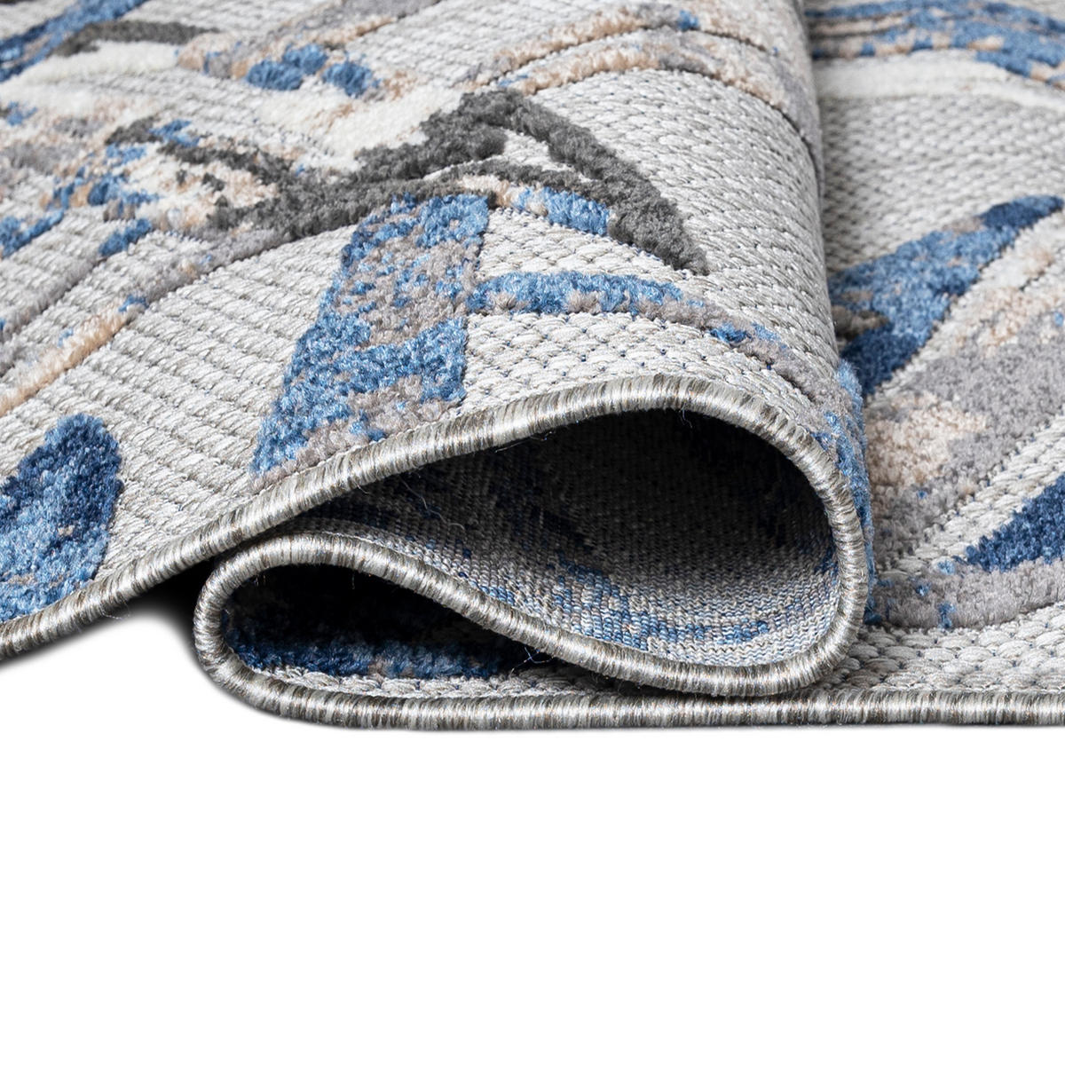 TEPPICH Outdoor Blue Pflanzlich Kurzflor Rechteckig Grey - 80x150 cm - Dunkelgrau, Textil (80/150cm) - Mazovia