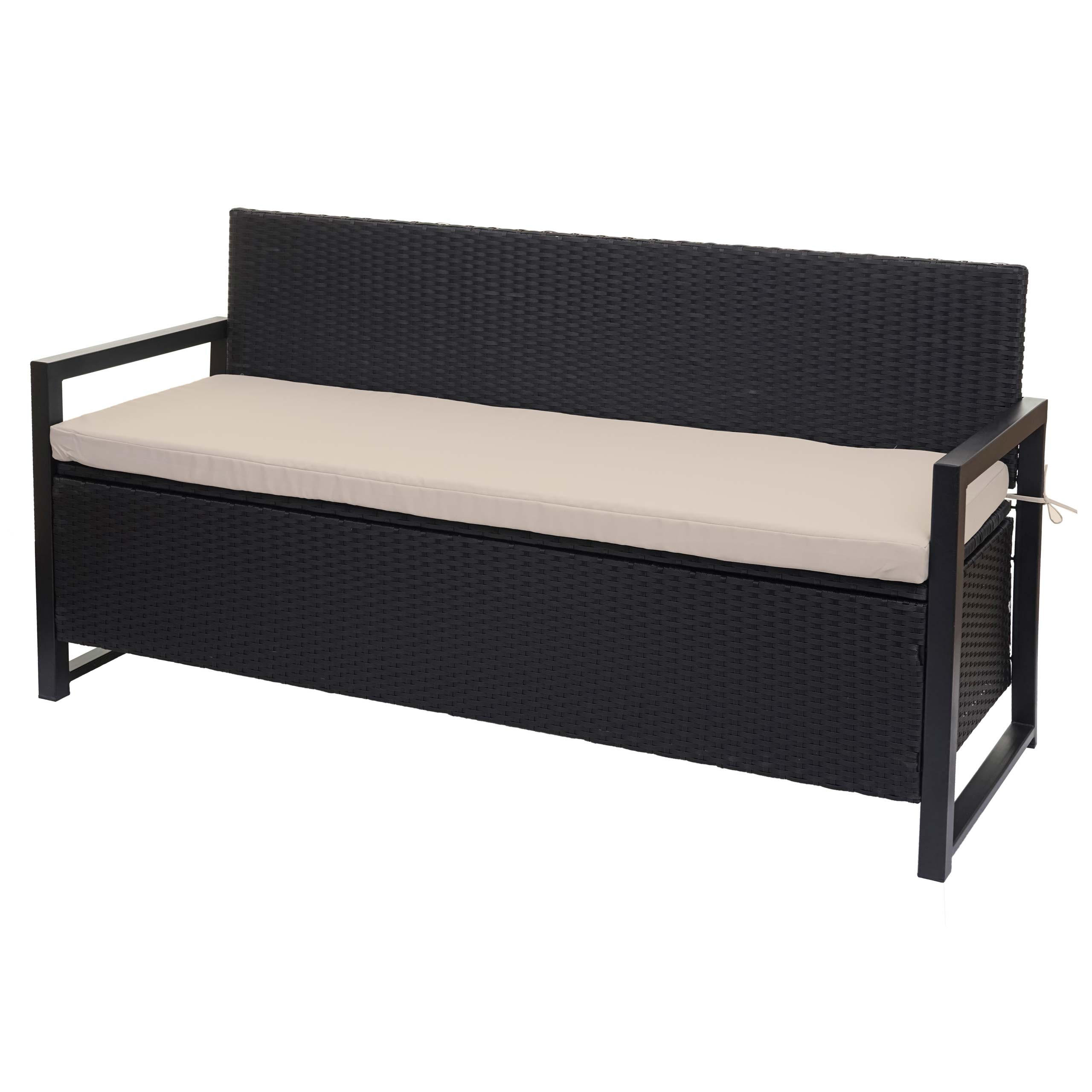 POLY-RATTAN 3ER SITZBANK Anthrazit, Beige - Anthrazit/Beige, Kunststoff (164/87/57cm) - MCW