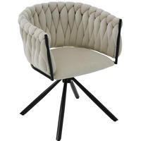 ESSSTUHL 51x61x71 cm in Beige, Samt, 360° drehbar, Vierfuß-Stahlgestell, modern minimalistisch - Beige, Textil (61/71/51cm) - Modfu