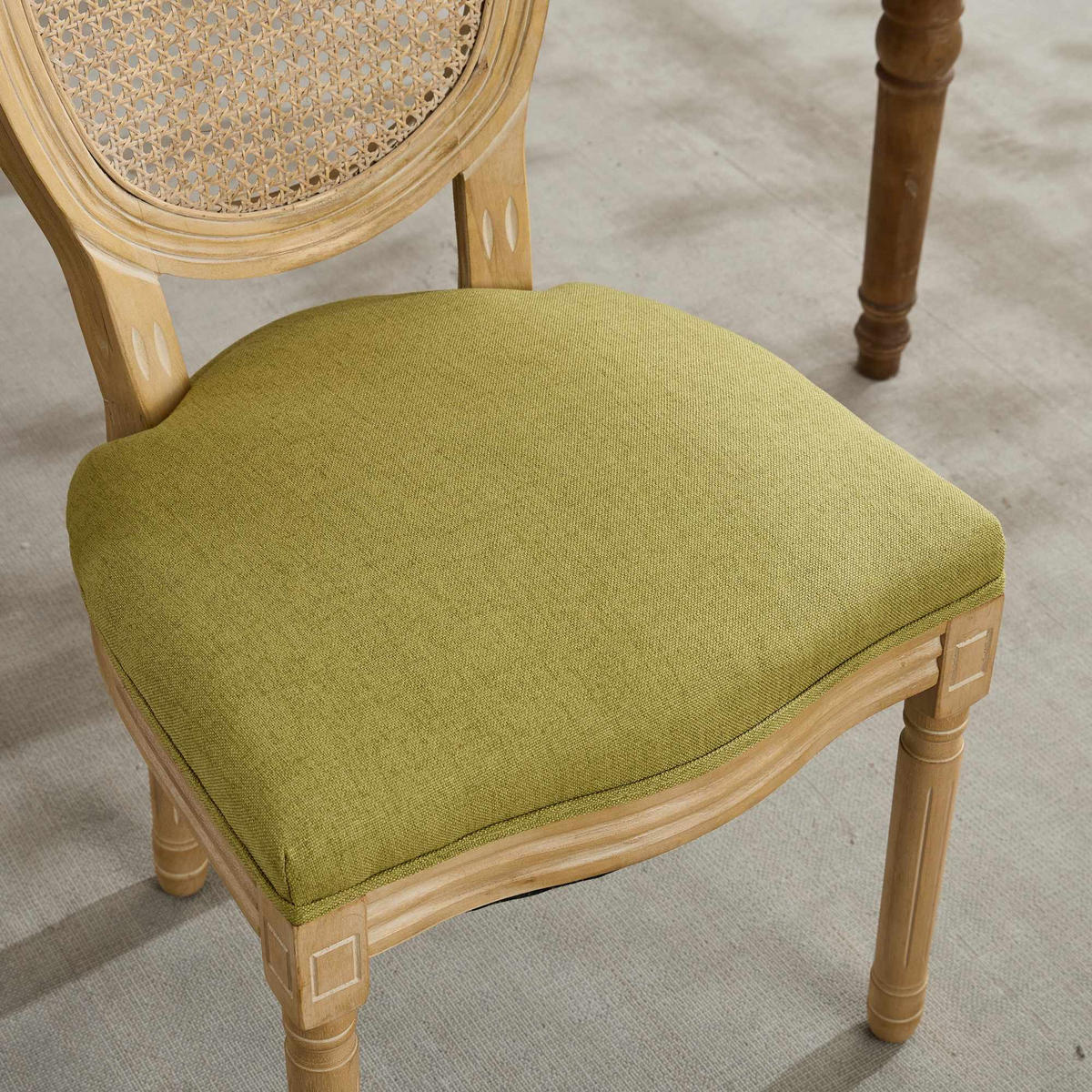 STUHL-SET DE-36325 2 Stück mit Rattan-Rückenlehne Olivgrün - Olivgrün, Holz (49/95/59.5cm) - ComfortXL