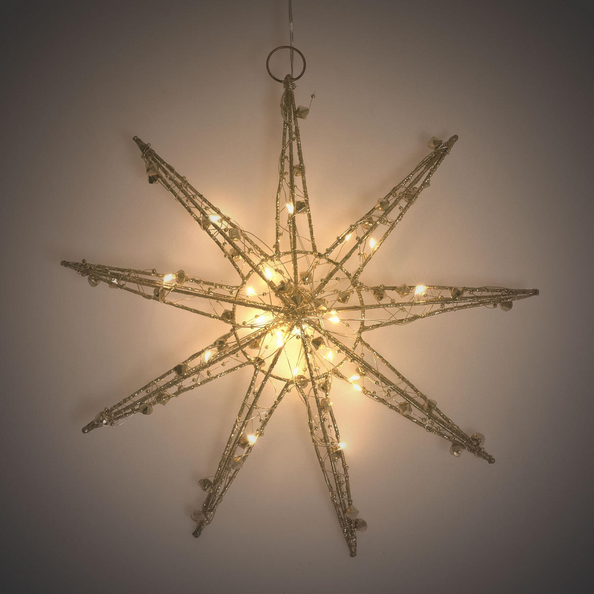 DEKOSTERN 30 cm Warmweiß - Goldfarben, Metall (4/30/30cm) - ECD-Germany