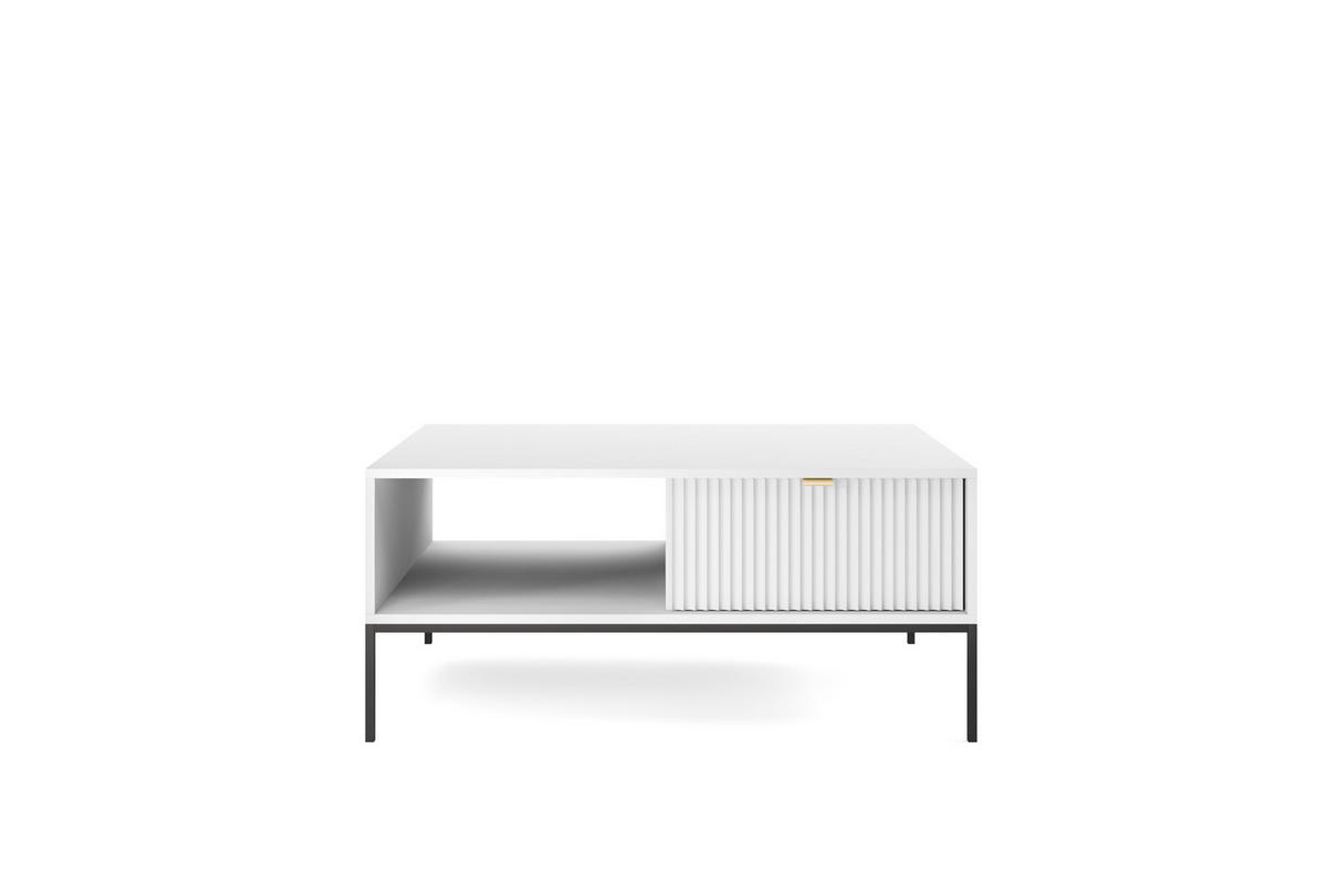 COUCHTISCH NOVA - L104, goldenen Akzenten, 104x68x46 cm Weiß - Schwarz/Weiß, Holzwerkstoff/Kunststoff (68/104/46cm) - DomoHome