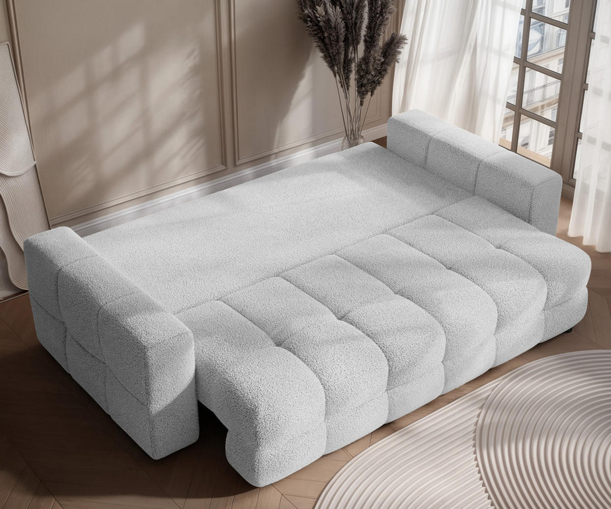 SCHLAFSOFA MOLLY mit Bettkasten, Stoff Hellgrau - Hellgrau, Textil (248/92/93cm) - Idohome