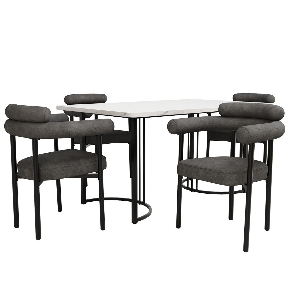 ESSZIMMERSTUHL mit ergonomischer Rückenlehne 70 x 62 x 84 cm Dunkelgrau 2er-Set - Dunkelgrau, Metall (62/84/70cm) - Meubliv