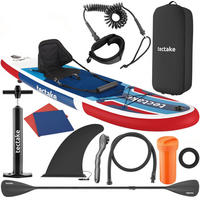 STAND-UP PADDLE BOARD Poseidon, Belastbarkeit 200 kg, inklusive Kajak-Sitz, rot/blau - Rot, Kunststoff (288/77/0.23cm) - tectake