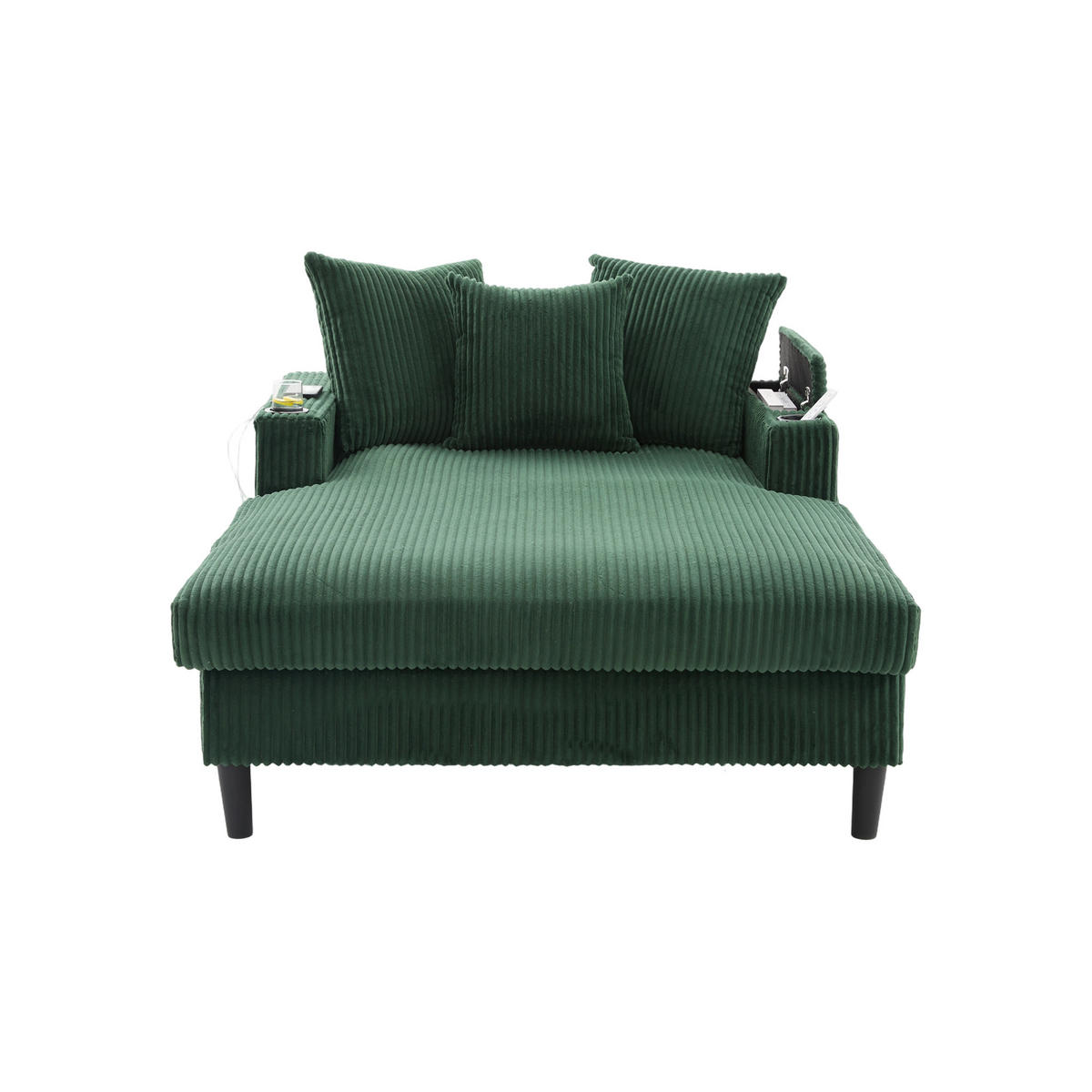 SCHLAFSOFA DE-33807 LED-Beleuchtung und USB Smaragdgrün - Grün, Metall (129/70/170cm) - ComfortXL
