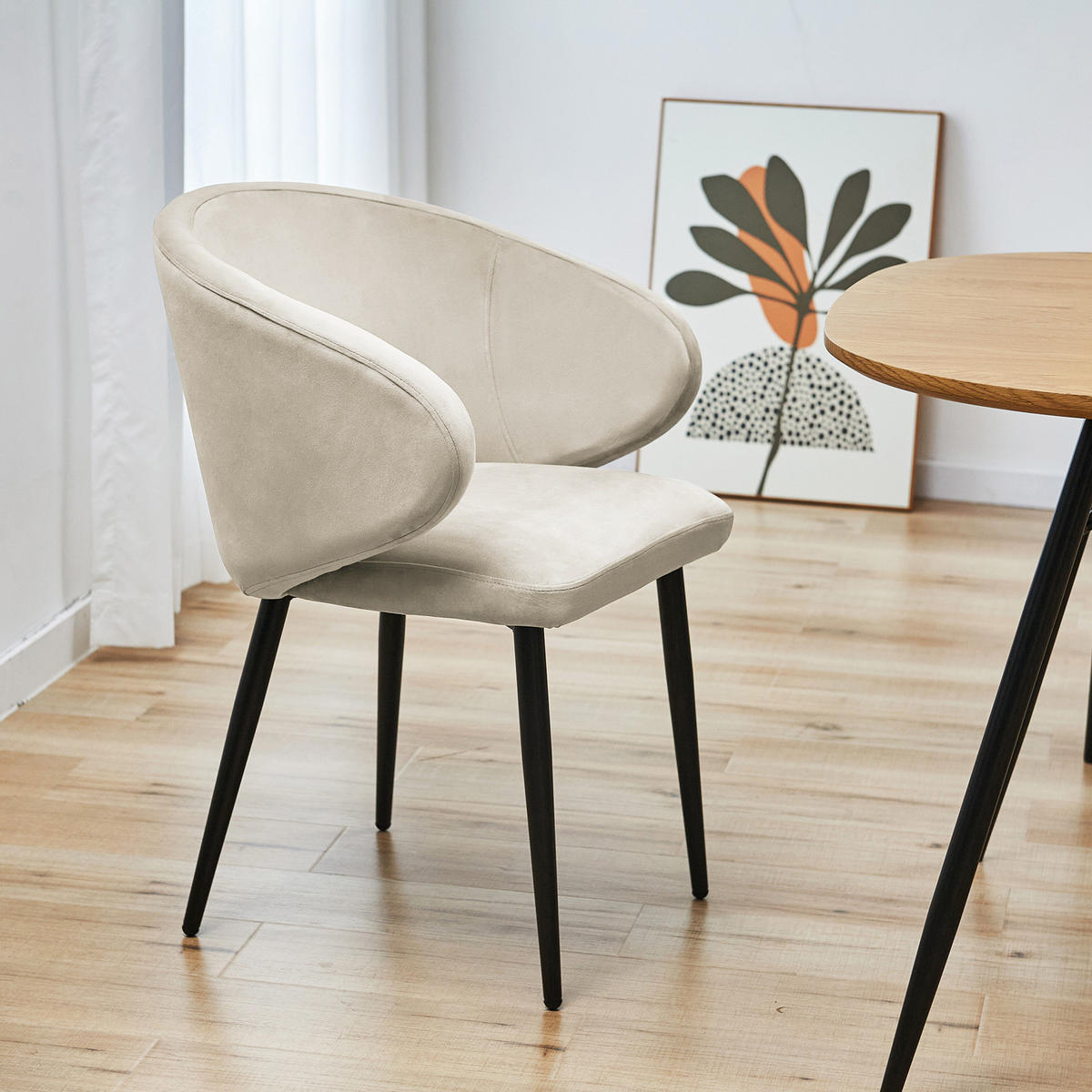 ESSZIMMERSTÜHLE AUDREY (2er Set) - Creme/Schwarz, Textil/Metall (57/77/56cm) - SVITA