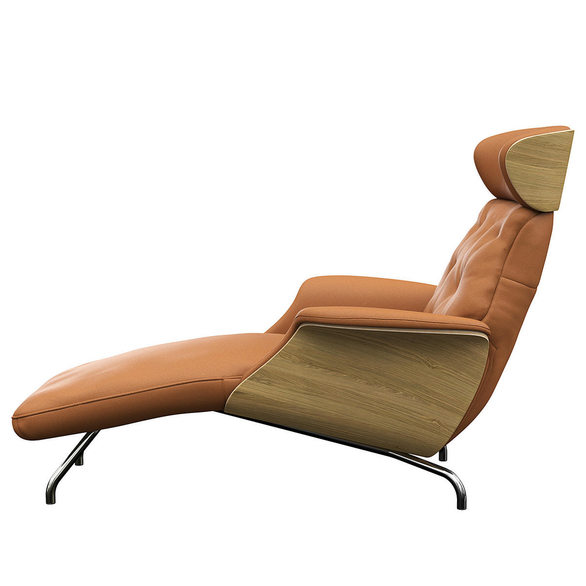 RELAXLIEGE - Echtleder - Chromfarben/Cognac, Leder/Metall (83/103/147cm) - home24