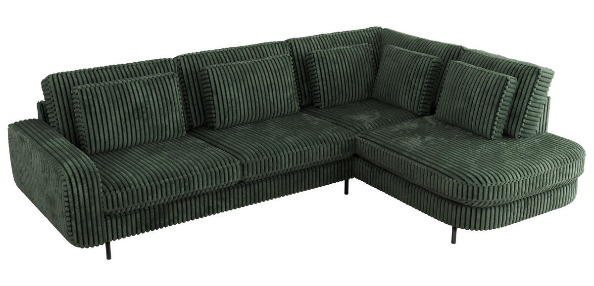 ROHOVÁ SEDAČKA CALENO L - Zelený Manšestr - Levá Strana - černá/tmavě zelená, kov/textil (317/225cm) - MKS