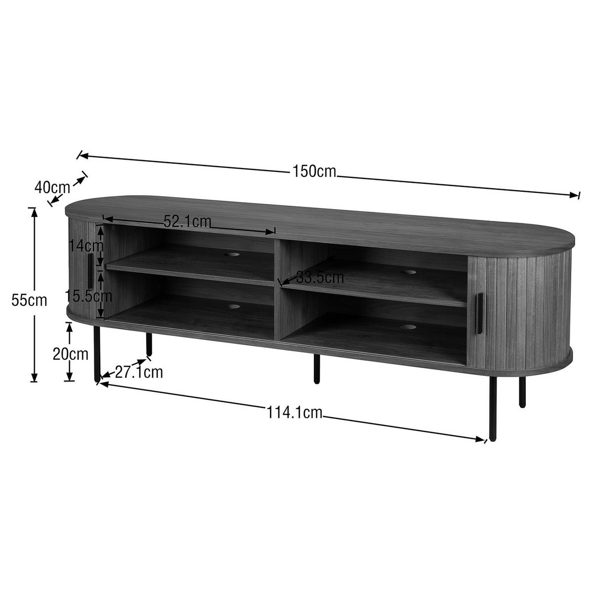 TV-LOWBOARD - MDF / Metall - Eiche - Walnussfarben/Schwarz, Holzwerkstoff/Metall (150/55/40cm) - home24