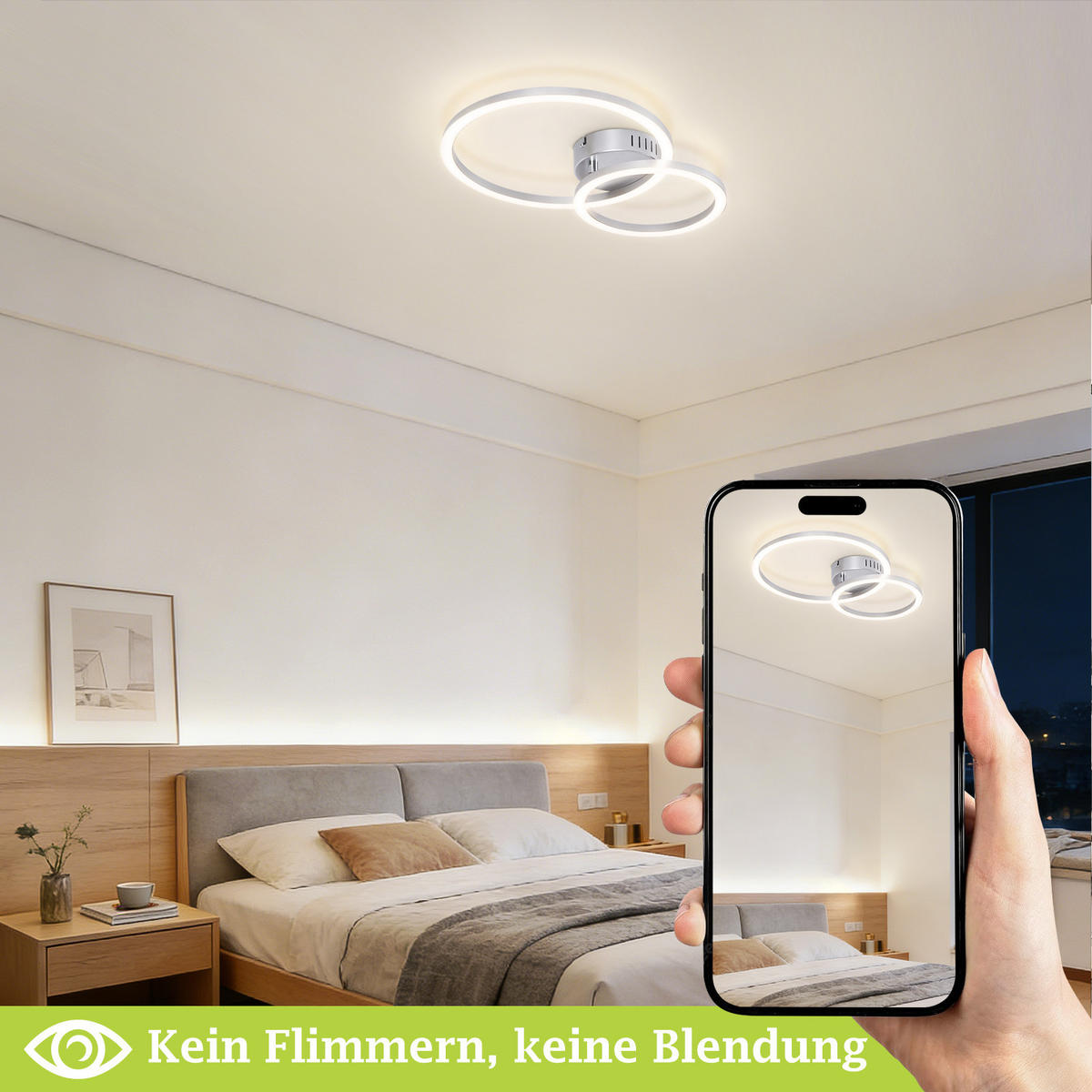 LED DECKENLEUCHTE Melenkir 40.5/30/6.7 cm - Silberfarben, Kunststoff (40.5/30/6.7cm) - ZMH